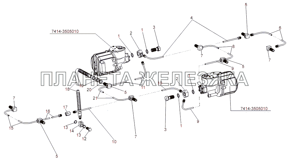 Трубопроводы гидравлической системы тормозов МЗКТ-7930-200