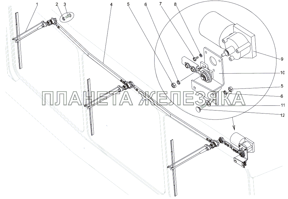 Установка стеклоочистителя МЗКТ-7930-200