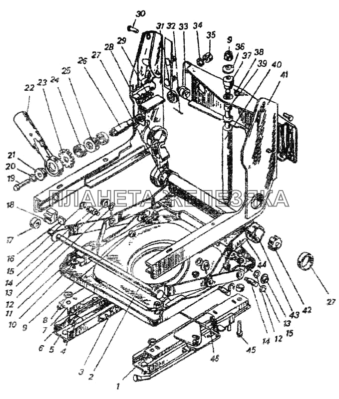 Механизм подрессоривания сиденья водителя ПАЗ-3205-110