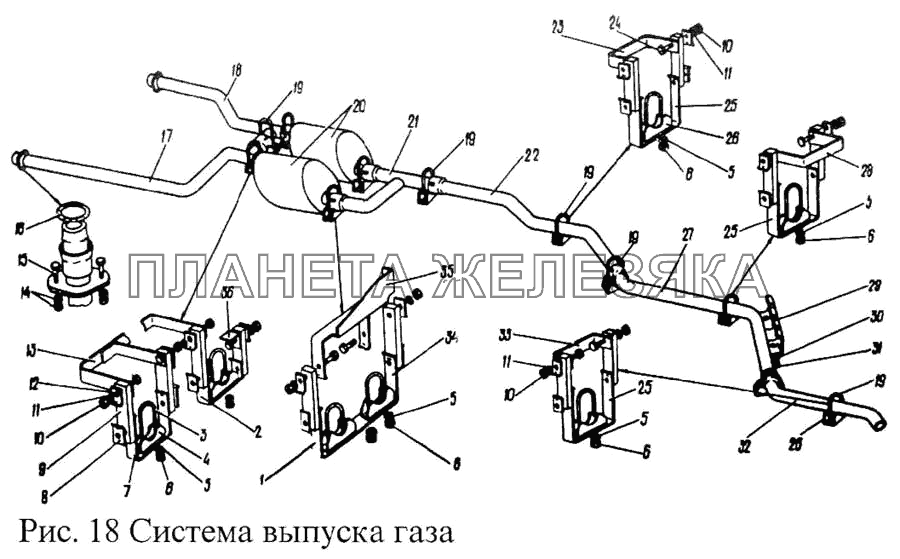 Система выпуска газа ПАЗ-3205