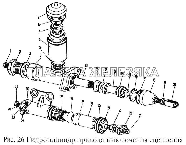 Гидроцилиндр привода выключения сцепления ПАЗ-3205