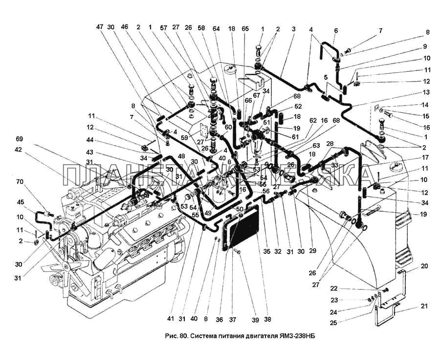 Система питания двигателя ЯМЗ-238НБ К-701