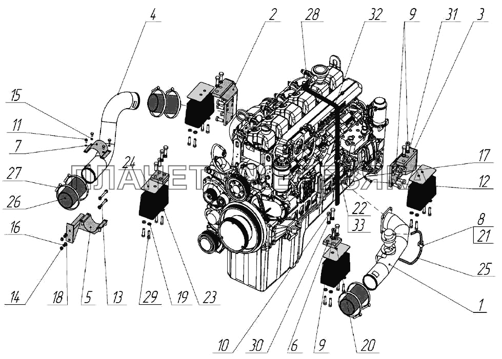 Установка двигателя OM457LA 744Р2-1000000-1 К-744Р2