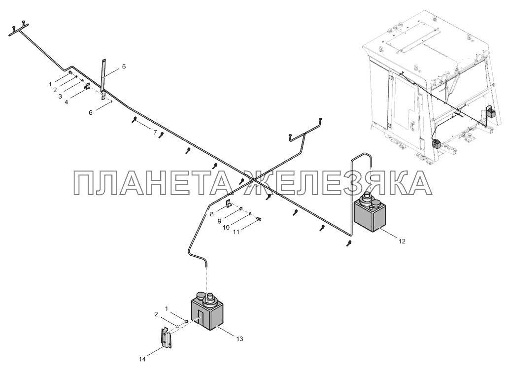 744Р1-5208000-2 Установка омывателей стекол кабины до 01.01.2016 К-744Р4 