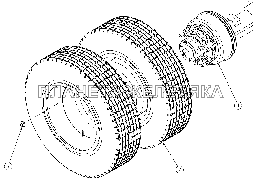 Ось с колесами и тормозами СЗАП-9340 (2005)