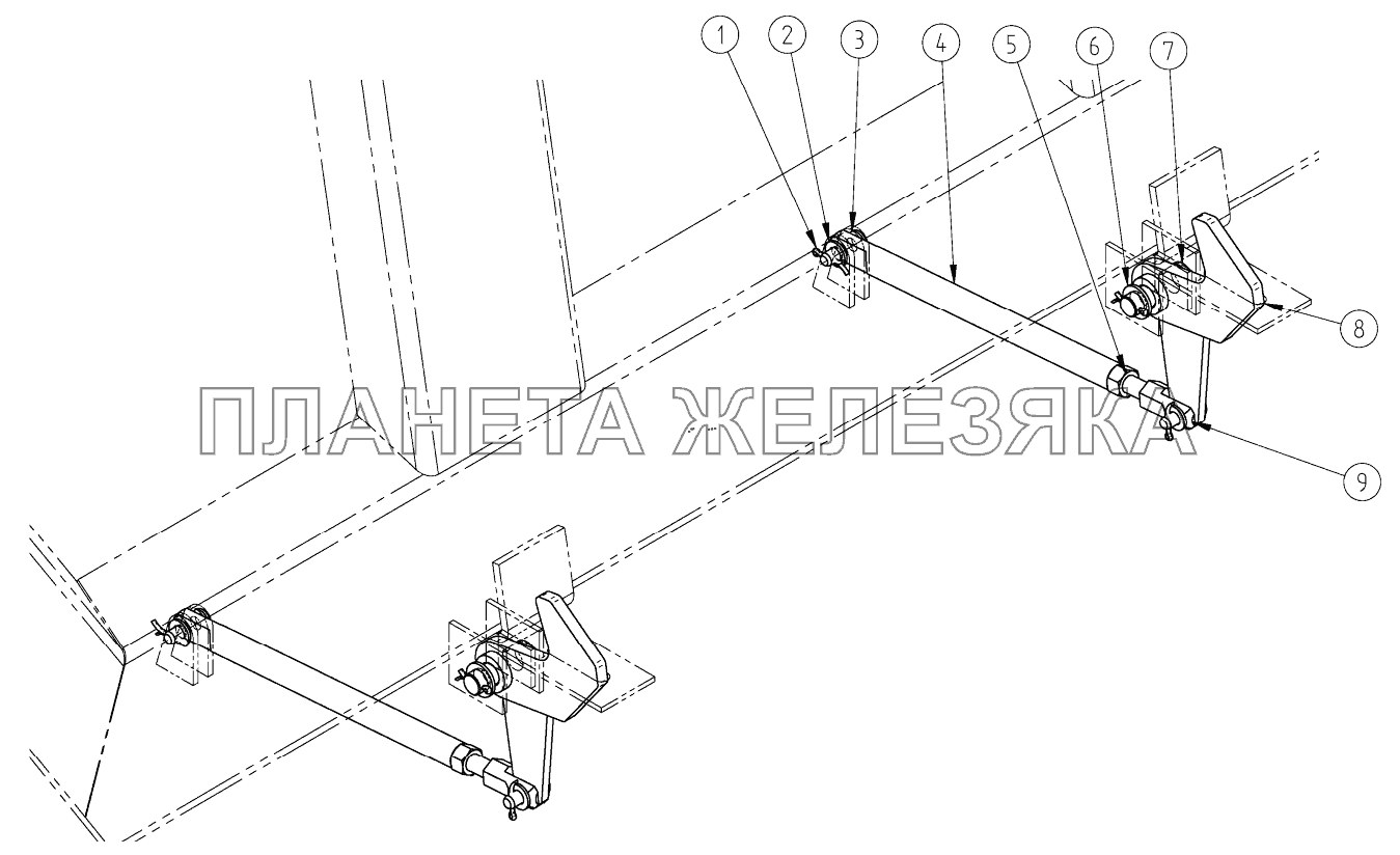 Механизм запора заднего борта СЗАП-9515