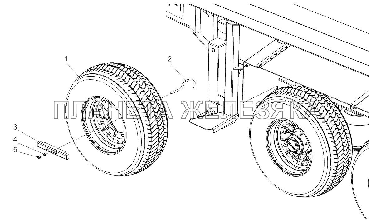 Установка запасного колеса 9523-3105010 Тонар-9523 (вариант)