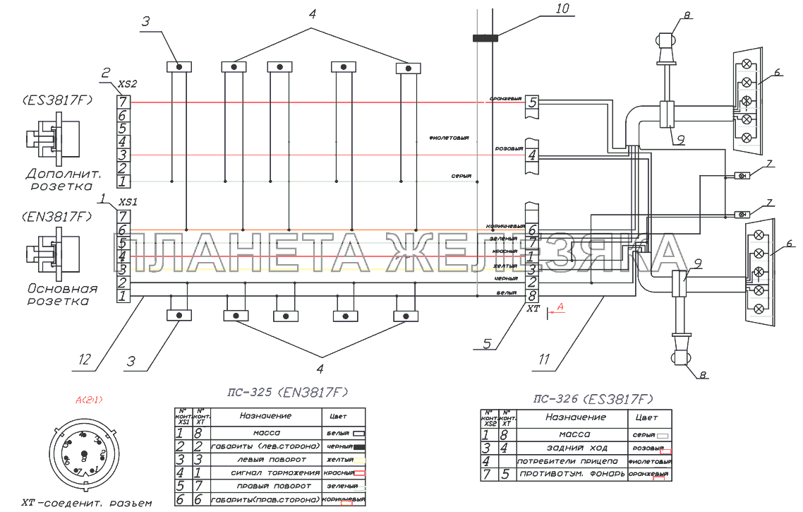 Схема подключения электрооборудования, устанавливаемого на шасси для УРАЛ-532301