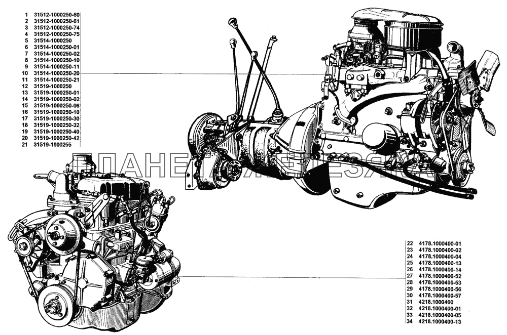 Двигатель в сборе УАЗ-31514