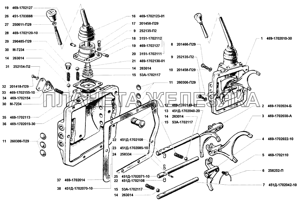 Механизм переключения передач УАЗ-31514