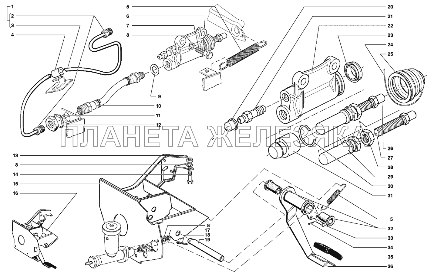 Главный цилиндр сцепления уаз буханка схема