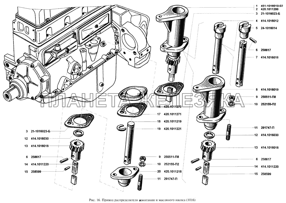 Привод распределителя зажигания и масляного насоса УАЗ-3160