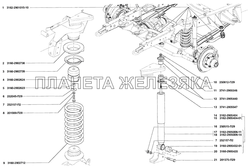 Подвеска передняя в сборе, пружины передние, амортизаторы передние УАЗ Patriot