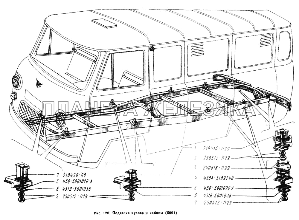 Подвеска кузова и кабины УАЗ-3962