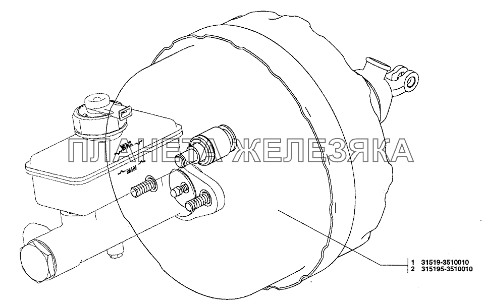 Усилитель тормоза пневматический (вакуумный) УАЗ-37419