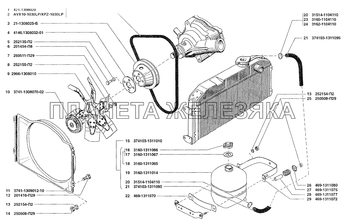 Вентилятор, бачок расширительный УАЗ-37419