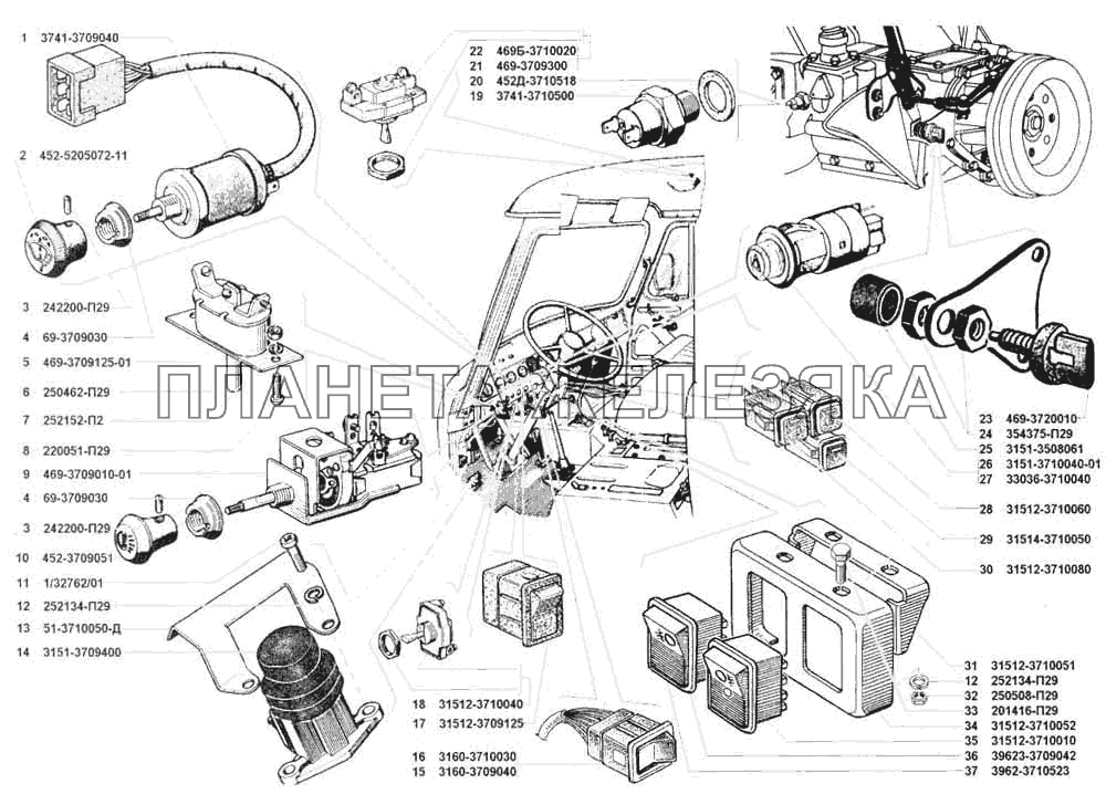 Переключатели, выключатели УАЗ 3741 (каталог 2002 г.)