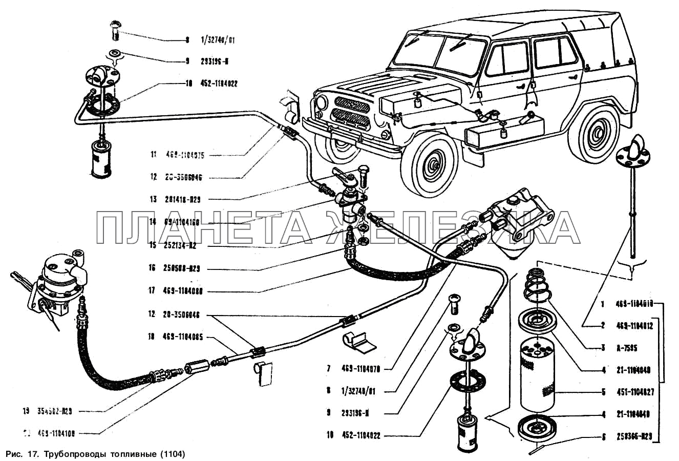 Трубопроводы топливные УАЗ-3151