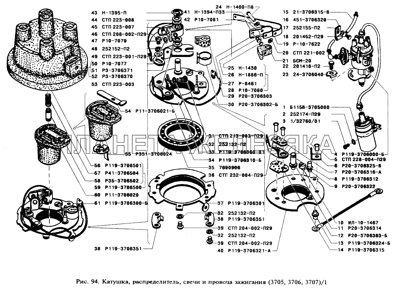 Катушка, распределитель, свечи и провода зажигания УАЗ-3151