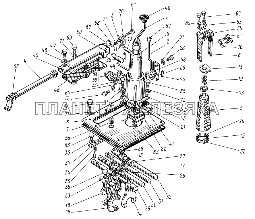 Механизм переключения передач ЮМЗ-6КЛ, (6КМ)