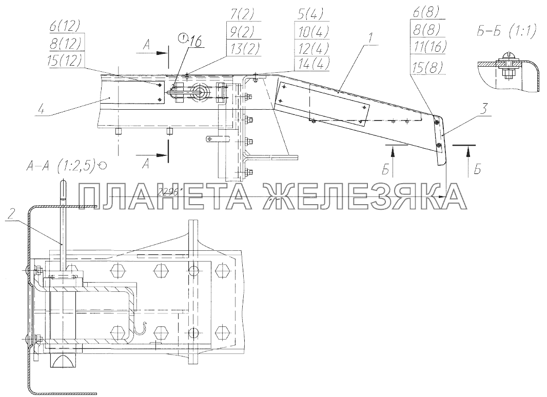 Передний буфер и шкворни СПТС УРАЛ-32552