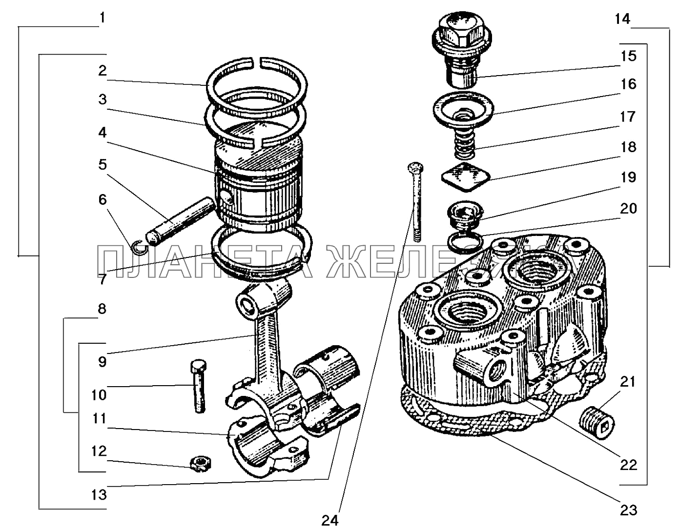 Головка и поршень компрессора СПТС УРАЛ-32552