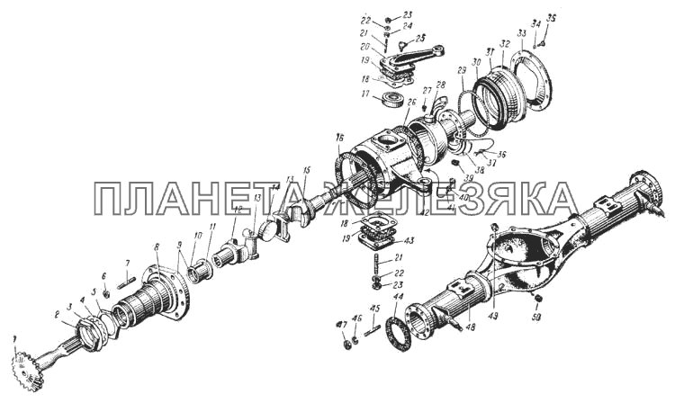 Передний мост (Рис. 55) УРАЛ-375