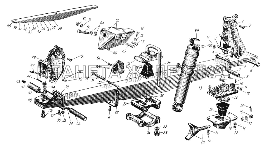 Передняя подвеска (Рис. 66) УРАЛ-375