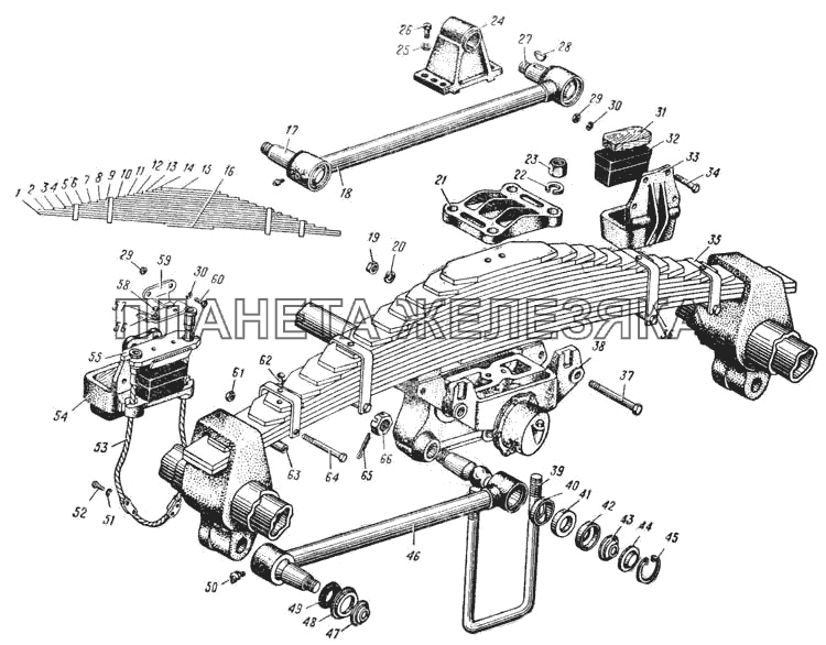 Задняя подвеска (Рис. 68) УРАЛ-375