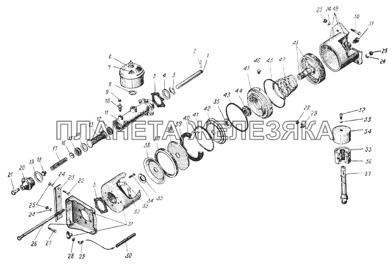 Силовой агрегат тормозов (Рис. 93) УРАЛ-375