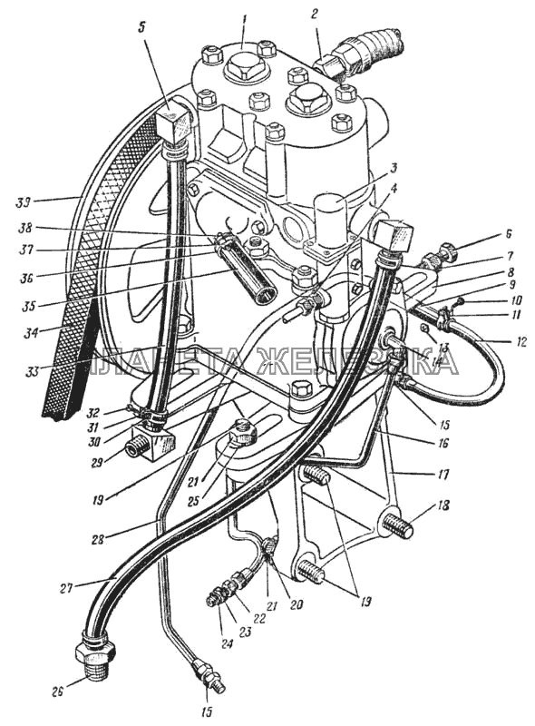 Установка компрессора с регулировкой натяжения ремня перемещением компрессора (Рис. 100) УРАЛ-375