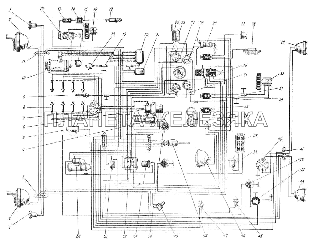 Схема электрооборудования УРАЛ-4320-0971-58