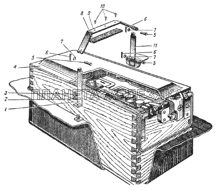 Аккумуляторная батарея (Рис. 110) УРАЛ-375