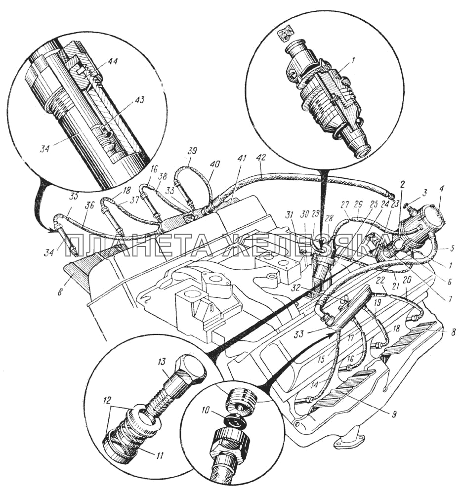 Схема зажигания автомобиля Урал-375Д (Рис. 113) УРАЛ-375