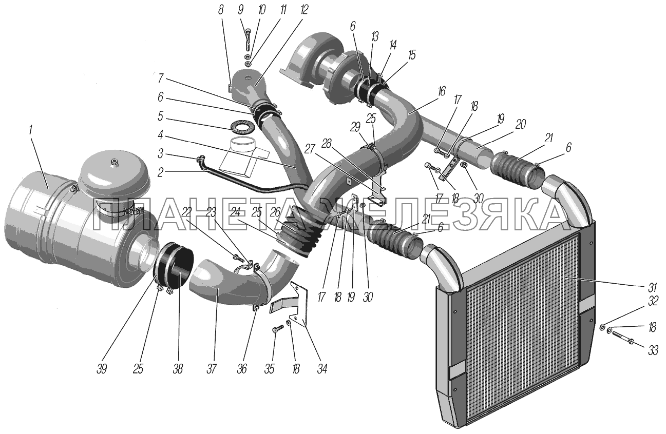 Система питания двигателя воздухом УРАЛ-4320-60