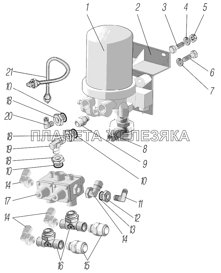 Установка адсорбера и 4-х контурного защитного клапана УРАЛ-4320-61