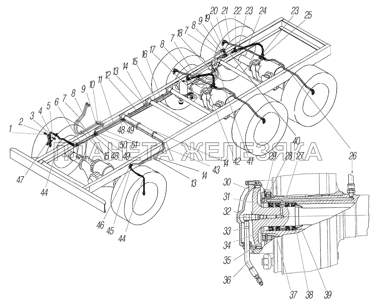 Система регулирования давления воздуха в шинах УРАЛ-4320-61