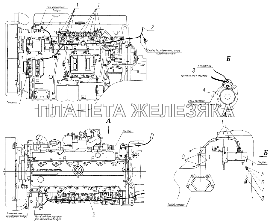 Установка проводов на двигателе УРАЛ-4320-6951-74