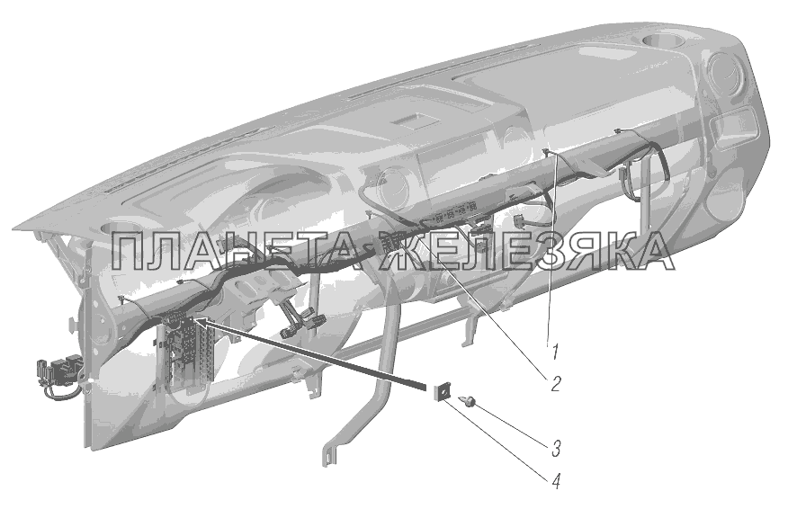 Установка проводов панели приборов УРАЛ-4320-6951-74