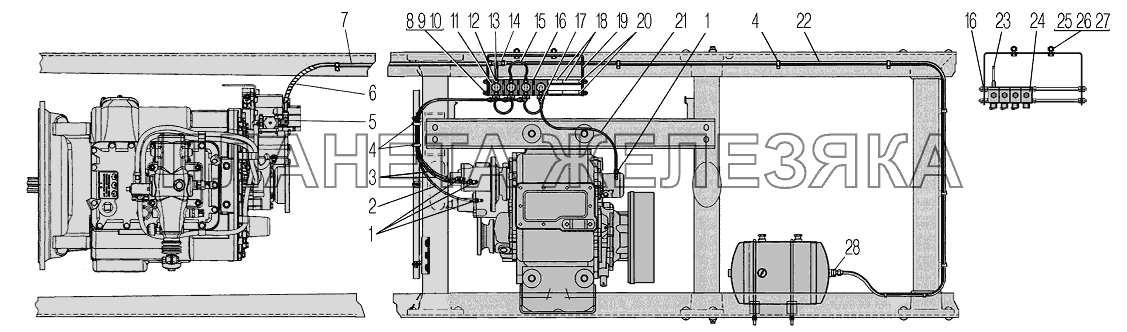 Установка управления раздаточной коробкой для автомобилей 4320-0004951-80М, 4320-0004951-82М, 4320-0004971-82М УРАЛ-4320-80М/82М