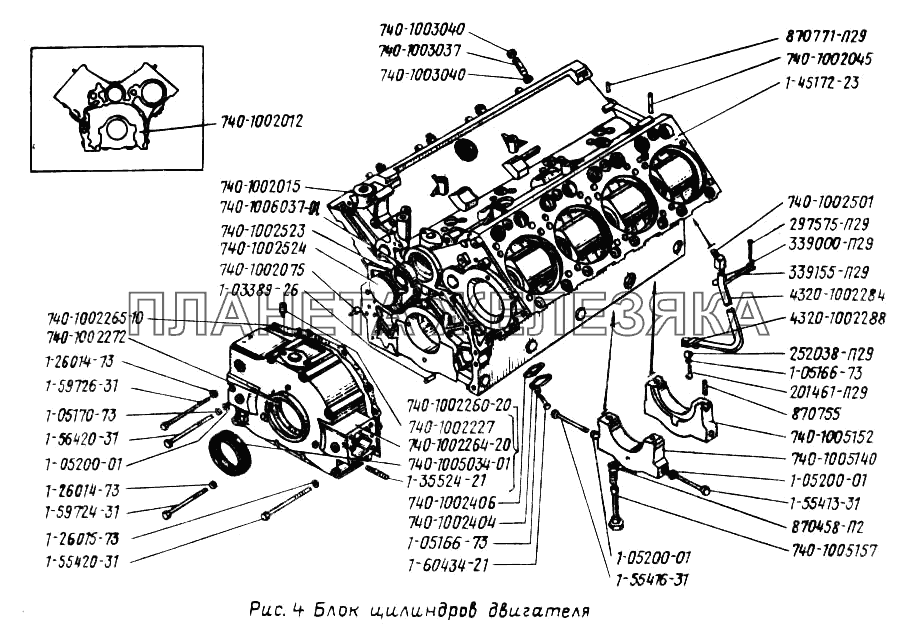 Блок цилиндров двигателя УРАЛ-43202