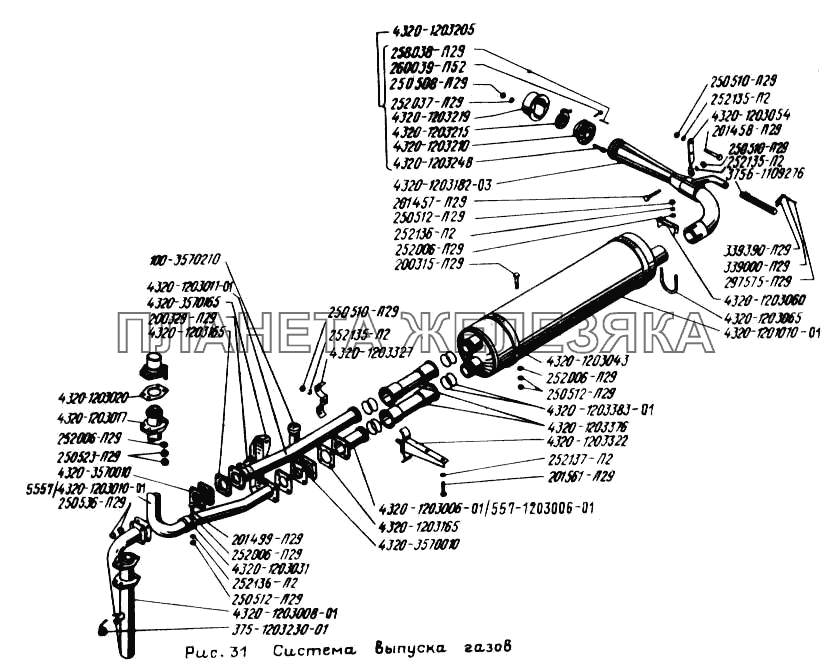 Система выпуска газов УРАЛ-4320
