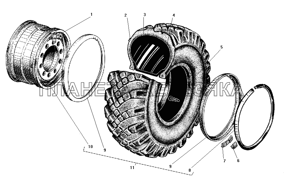 Колесо и шина (для МО) УРАЛ-4320-31