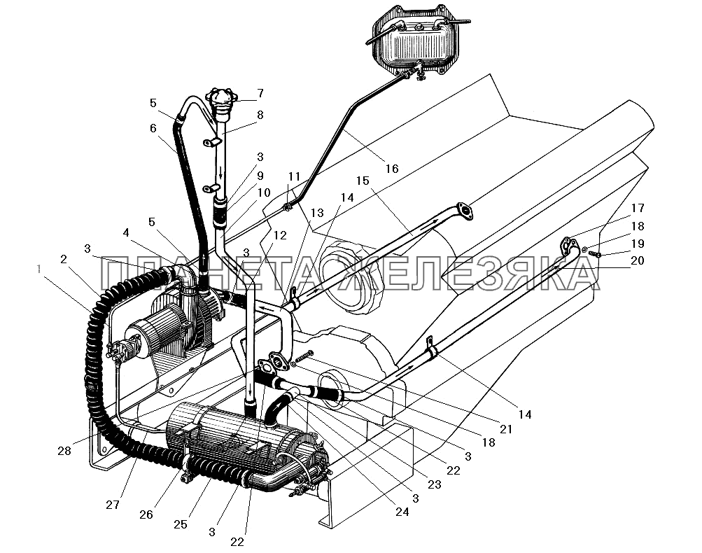 Трубы и шланги системы предпускового подогрева УРАЛ-4320-31