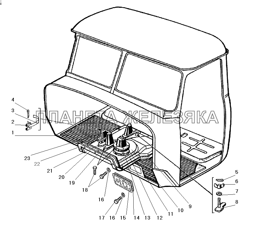 Уплотнители рычагов и коврики пола кабины УРАЛ-4320-31