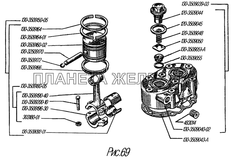 Головка и поршень компрессора УРАЛ-4320-31