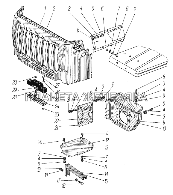 Облицовка радиатора УРАЛ-4320-1958-70И