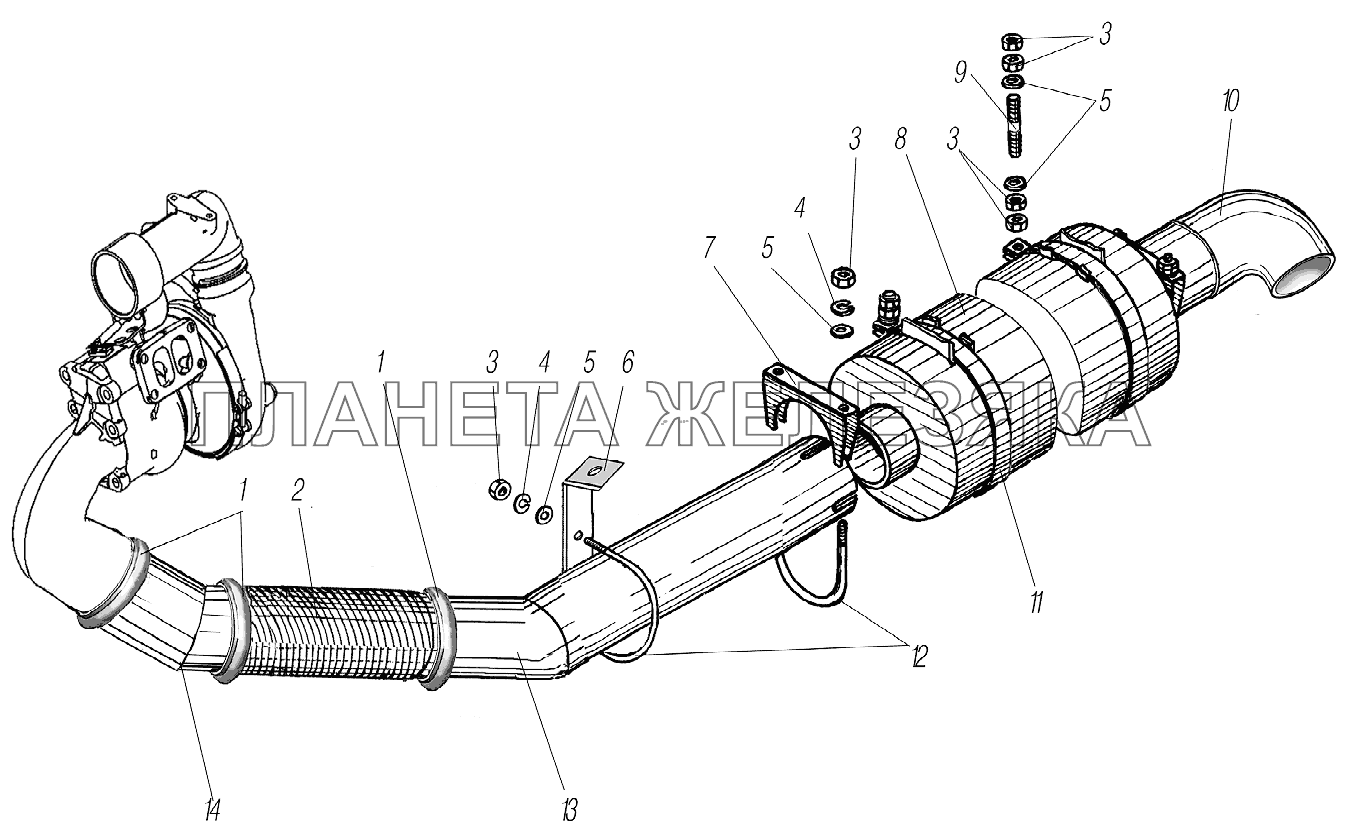 Система выпуска газов УРАЛ-4320-1958-70И