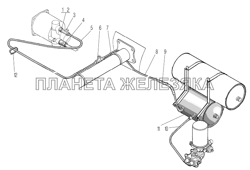 Установка пневмопривода выключения сцепления УРАЛ-43204-1111-70