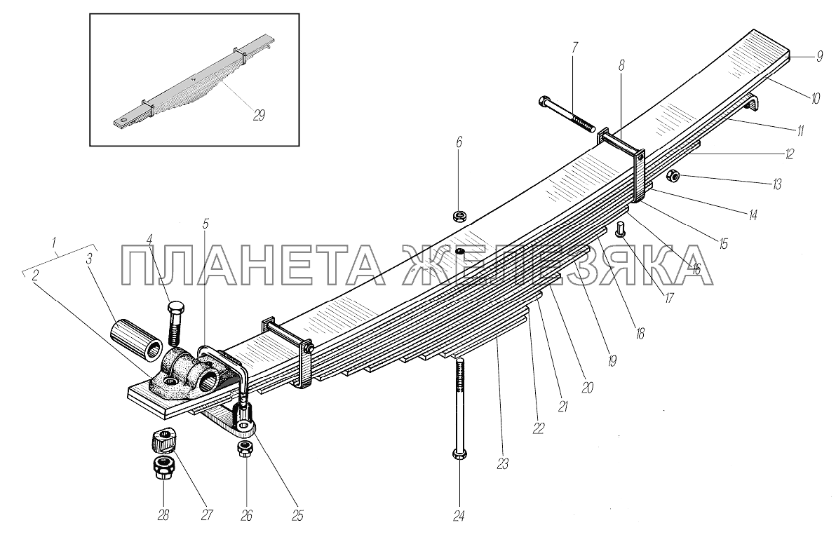 Передняя рессора УРАЛ-4320-1958-70И